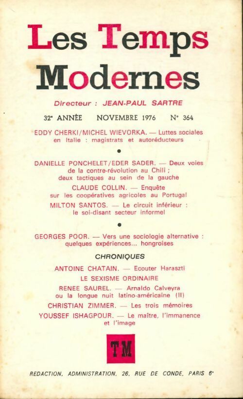 Les temps modernes n°364 - Collectif - Livre
