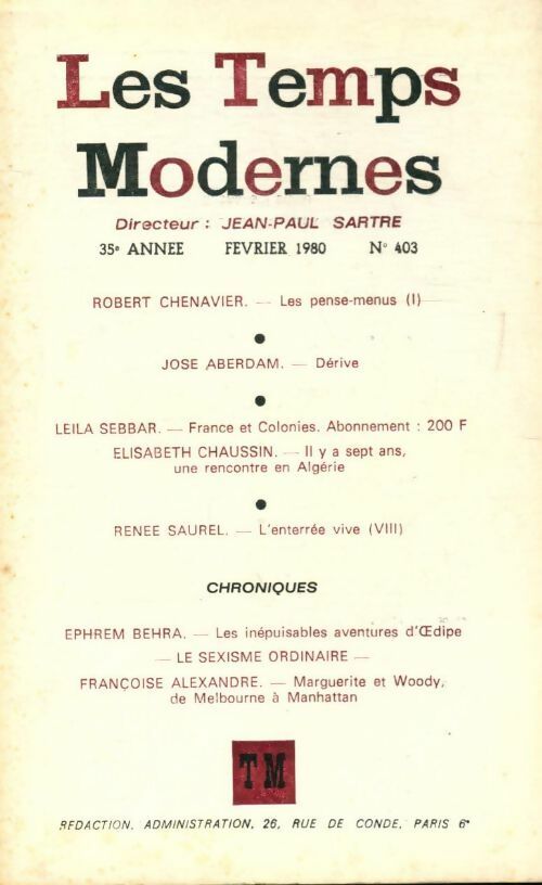 Les Temps Modernes n°403 - Collectif - Livre