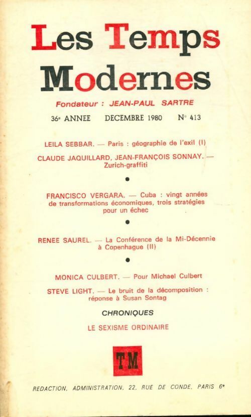 Les temps modernes n°413 - Collectif - Livre