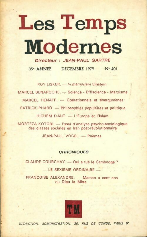 Les temps modernes n°401 - Collectif - Livre