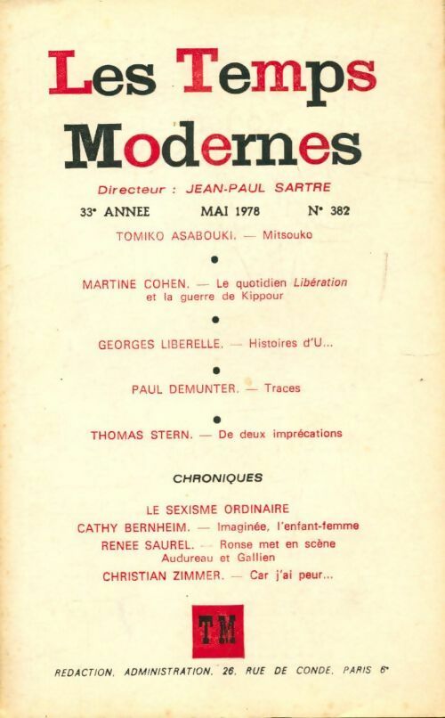 Les Temps Modernes n°382 - Collectif - Livre