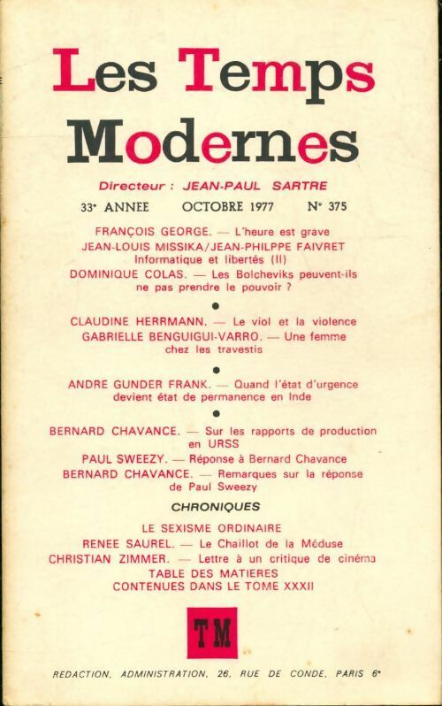 Les Temps Modernes n°375 - Collectif - Livre