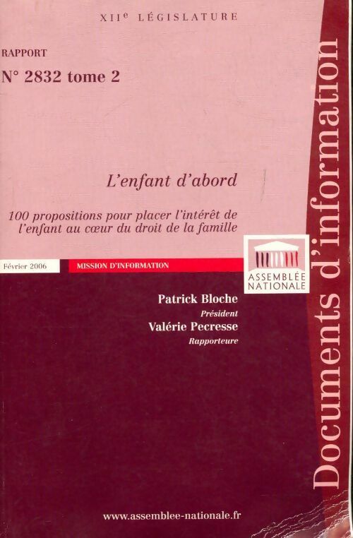 Rapport n°2832 : L'enfant d'abord - Collectif - Livre