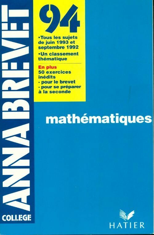 Mathématiques brevet 1994 - Collectif - Livre