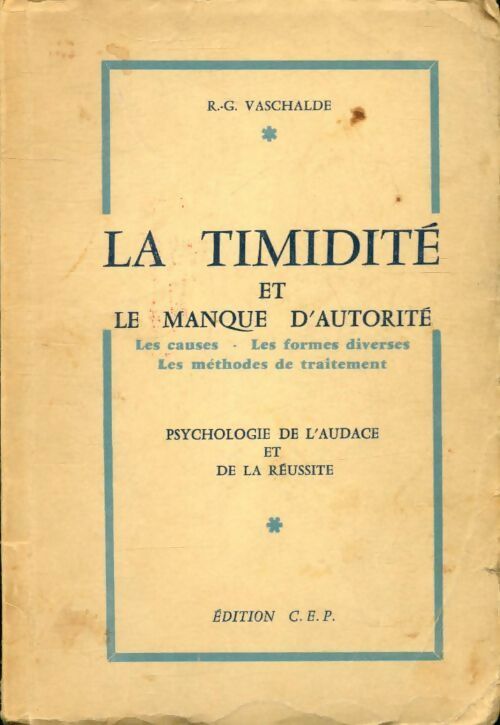 La timidité et le manque d'autorité - R.G. Vaschalde - Livre