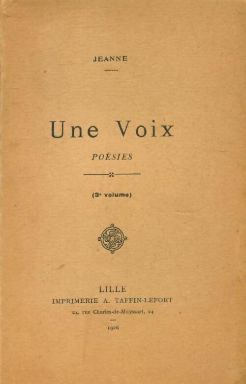Une voix - Jeanne - Livre