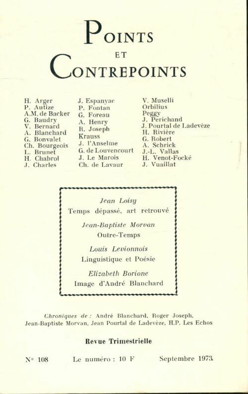 Points et contrepoints n°108 - Collectif - Livre