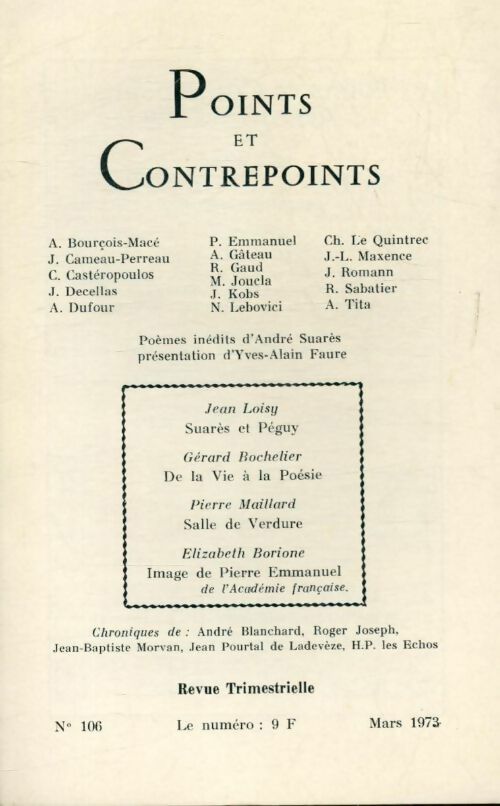 Points et contrepoints n°106 - Collectif - Livre