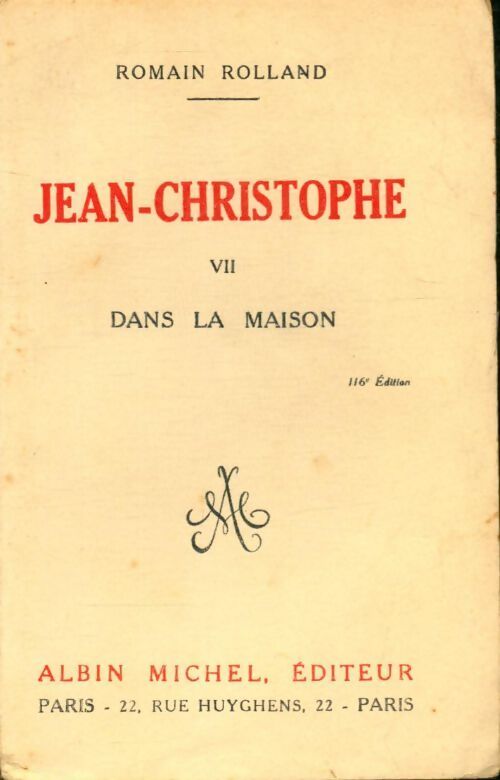 Jean-Christophe Tome VII : Dans la maison - Romain Rolland - Livre