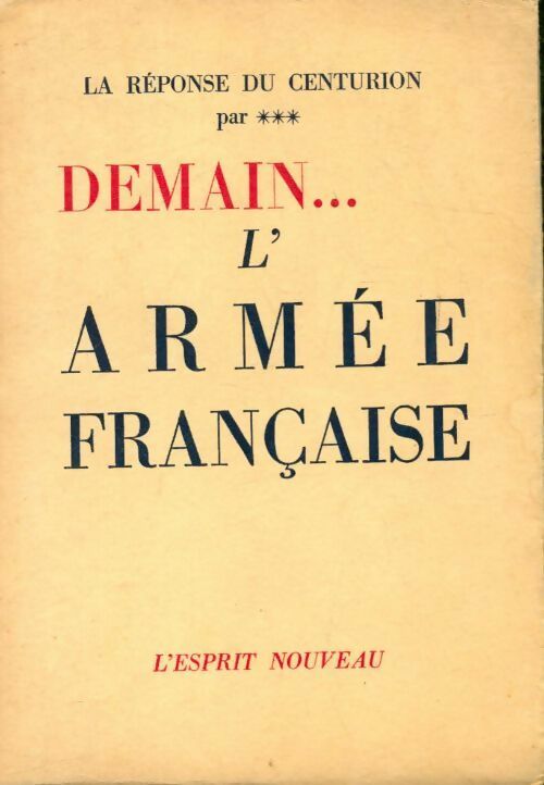 Demain... L?armée française - Inconnu - Livre