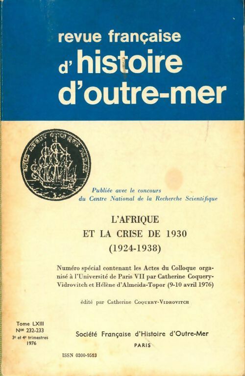 Revue française d'histoire d'outre-mer n°232-233 - Collectif - Livre