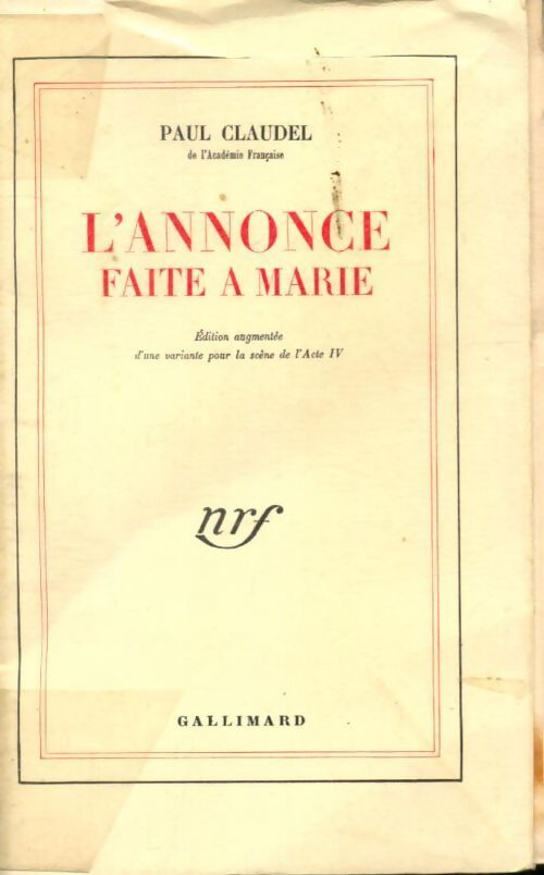 L'annonce faite à Marie - Claudel Paul - Livre