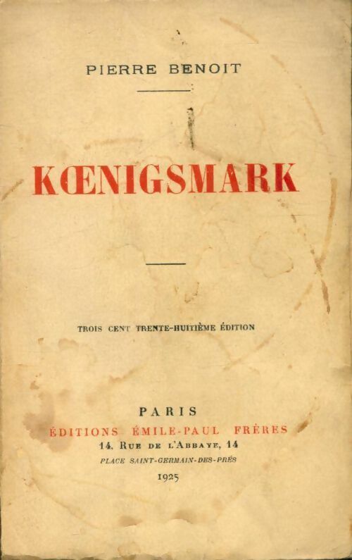 Koenigsmark - Pierre Benoit - Livre