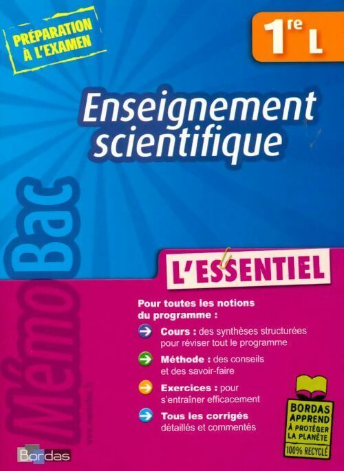 Enseignement scientifique 1ère L - Christian Robert - Livre
