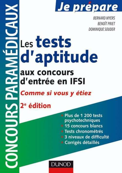 Les tests d'aptitude aux concours d'entrée en IFSI - Bernard Myers - Livre