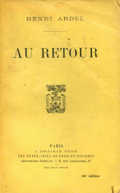 Au retour - Henri Ardel - Livre