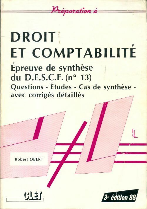 Droit et comptabilité DESCF - Robert Obert - Livre