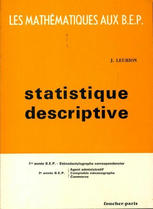 Statistique descriptive BEP - Jean Leurion - Livre
