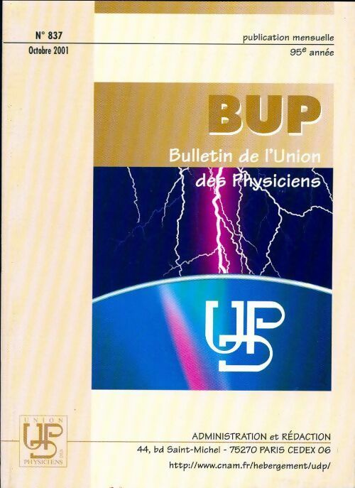 Bulletin de l'union des physiciens n°837 - Collectif - Livre