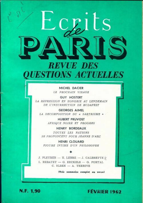Ecrits de Paris n°201 - Collectif - Livre