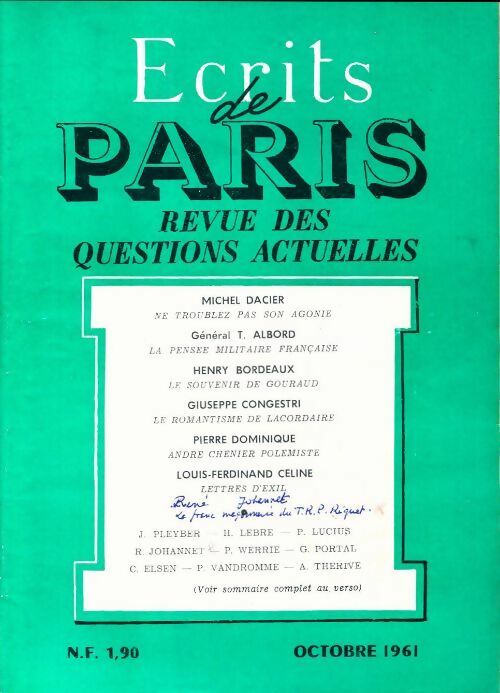 Ecrits de Paris n°197 - Collectif - Livre