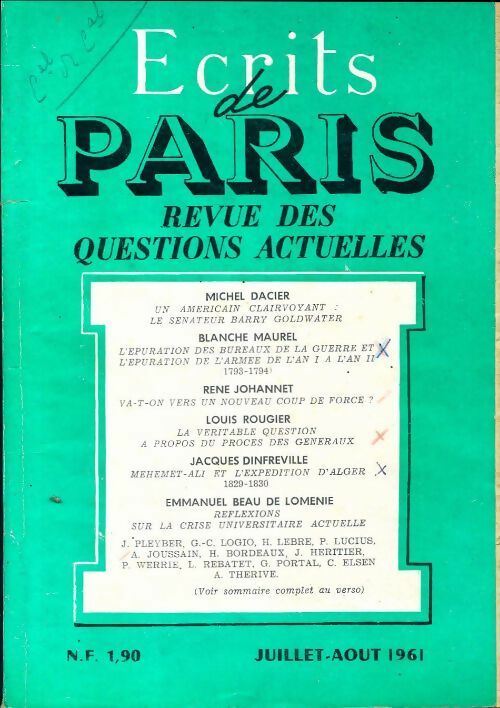 Ecrits de Paris n°195 - Collectif - Livre