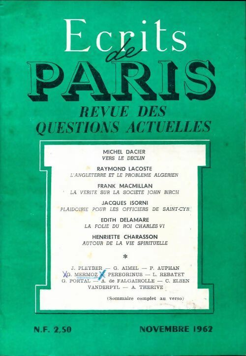 Ecrits de Paris n°209 - Collectif - Livre