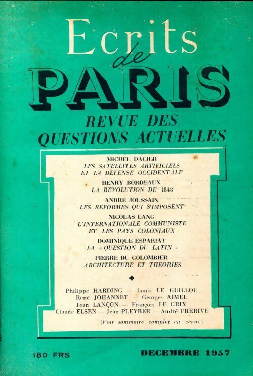 Ecrits de Paris n°155 - Collectif - Livre