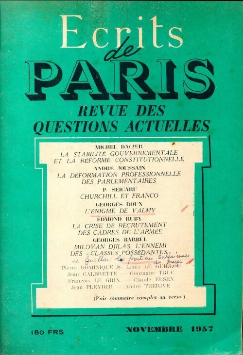 Ecrits de Paris n°154 - Collectif - Livre