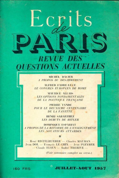 Ecrits de Paris n°151 - Collectif - Livre