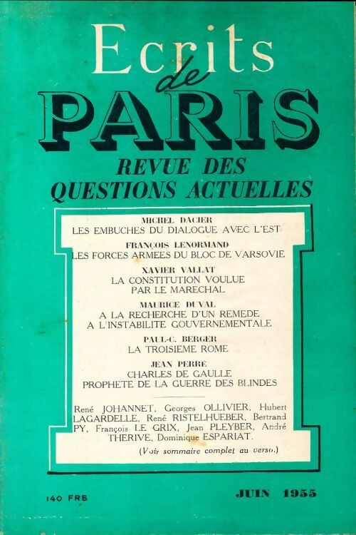 Ecrits de Paris n°127 - Collectif - Livre