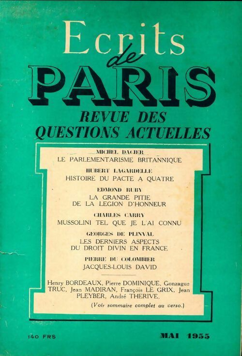 Ecrits de Paris n°126 - Collectif - Livre