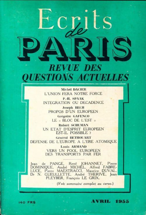 Ecrits de Paris n°125 - Collectif - Livre