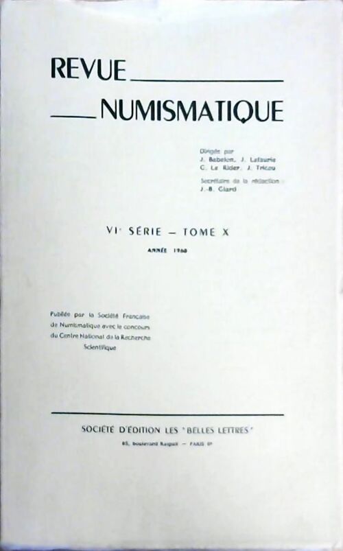 Revue numismatique VIe série Tome X 1968 - Collectif - Livre
