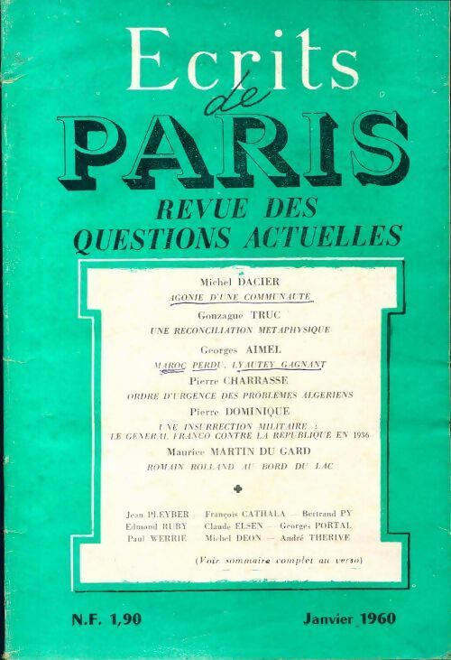 Ecrits de Paris n°178 - Collectif - Livre