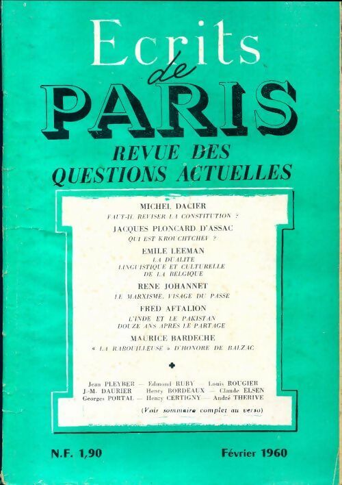 Ecrits de Paris n°179 - Collectif - Livre