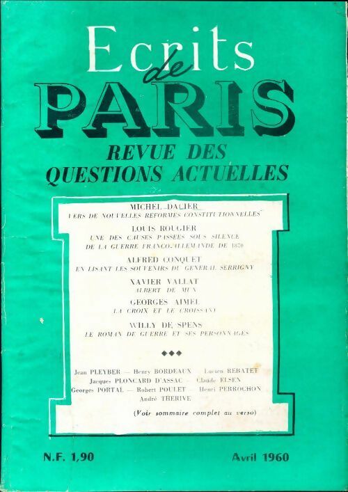 Ecrits de Paris n°181 - Collectif - Livre