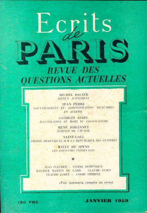Ecrits de Paris n°167 - Collectif - Livre