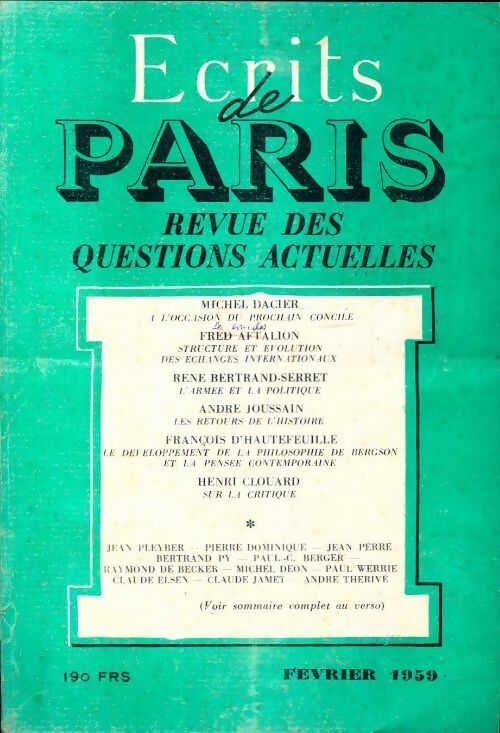 Ecrits de Paris n°168 - Collectif - Livre