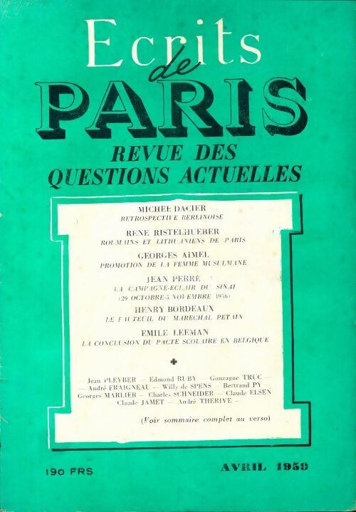 Ecrits de Paris n°170 - Collectif - Livre