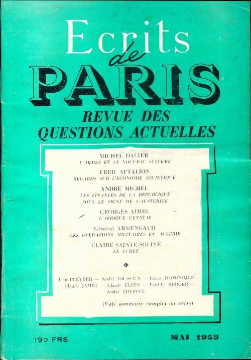 Ecrits de Paris n°171 - Collectif - Livre