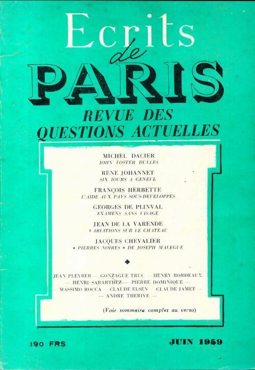 Ecrits de Paris n°172 - Collectif - Livre