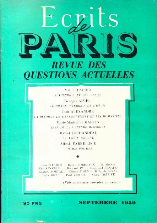 Ecrits de Paris n°174 - Collectif - Livre