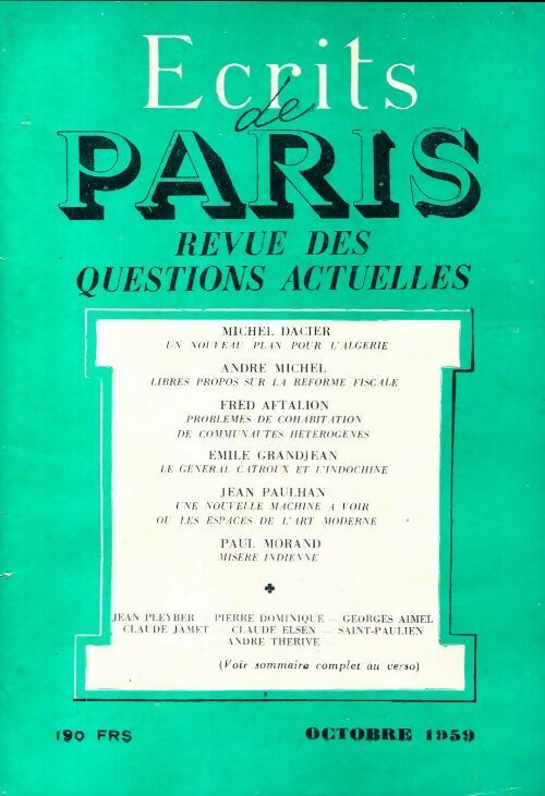 Ecrits de Paris n°175 - Collectif - Livre