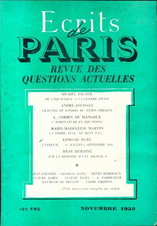 Ecrits de Paris n°176 - Collectif - Livre