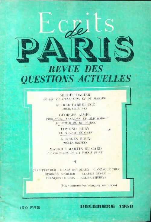 Ecrits de Paris n°166 - Collectif - Livre