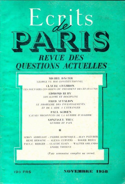Ecrits de Paris n°165 - Collectif - Livre