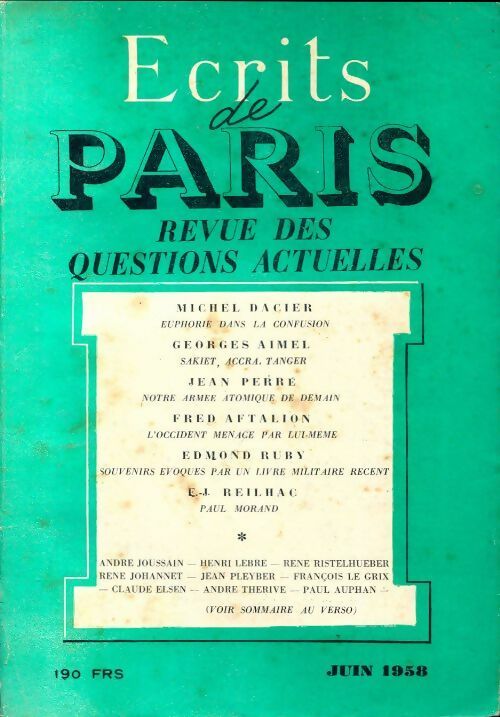 Ecrits de Paris n°161 - Collectif - Livre