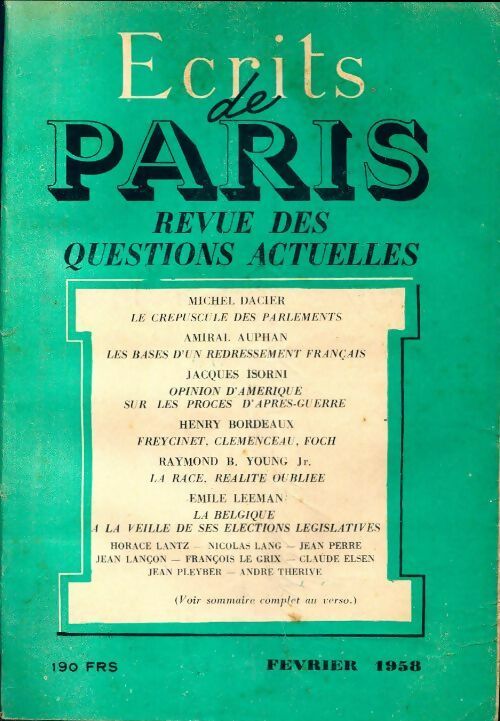 Ecrits de Paris n°157 - Collectif - Livre