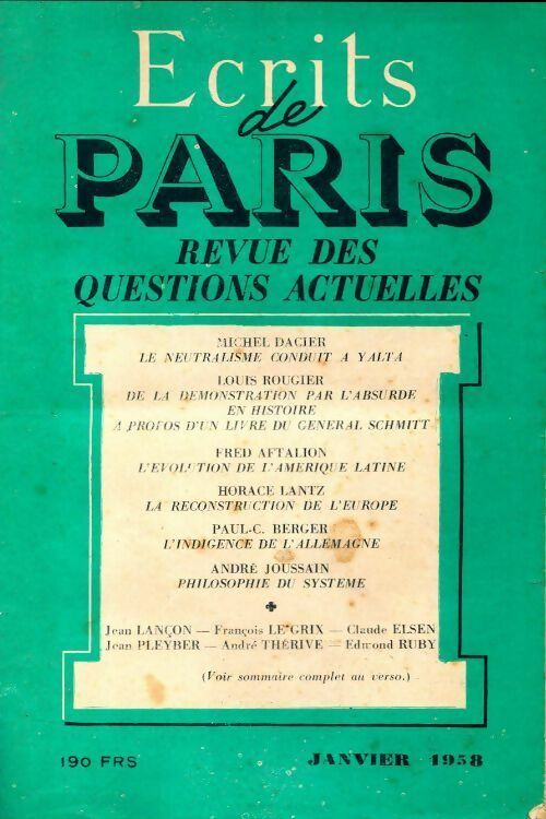 Ecrits de Paris n°156 - Collectif - Livre